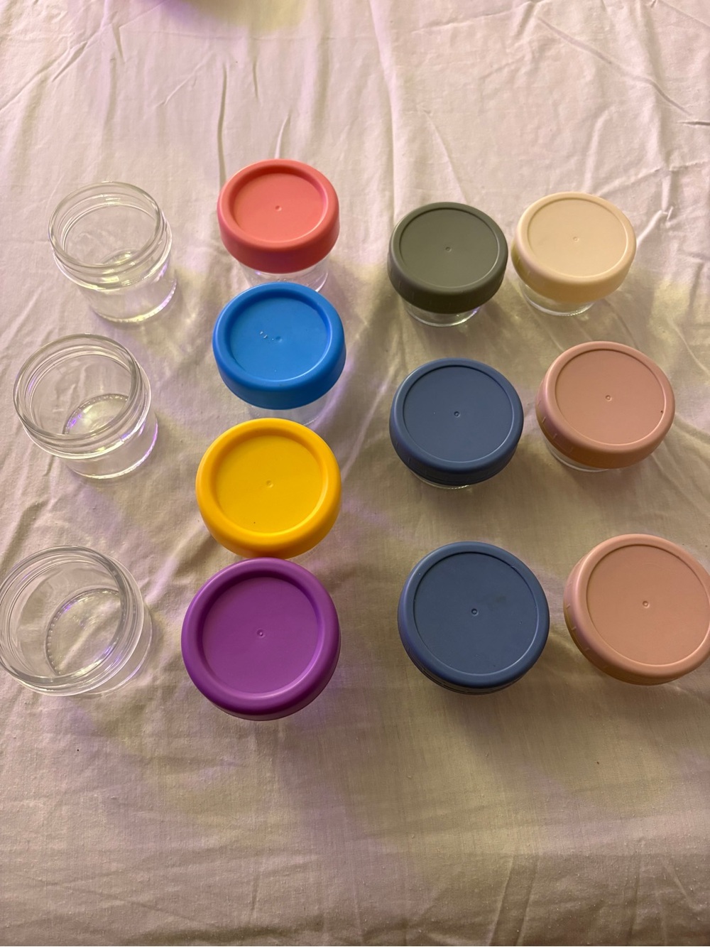 Glass Storage Jars with Assorted Color Lids - Set of 13
